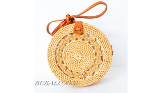 Best Quality Balinese Bags Circle Round Rattan Braid Motif Handwoven 